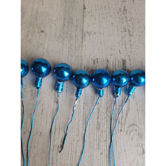 Vintage blue ball branch pick ornament mercury glass Xmas - Picture 8 of 13